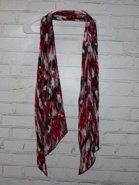 ❤️🖤 Abstract Red/Black/White/Gray Sheer Scarf · 10" x 68"
